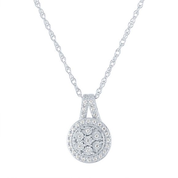 New! Genuine Diamond Sterling Silver Necklace - Picture 2 of 3